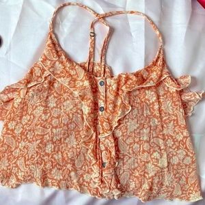 NWT Orange and white floral O’Neill top size large